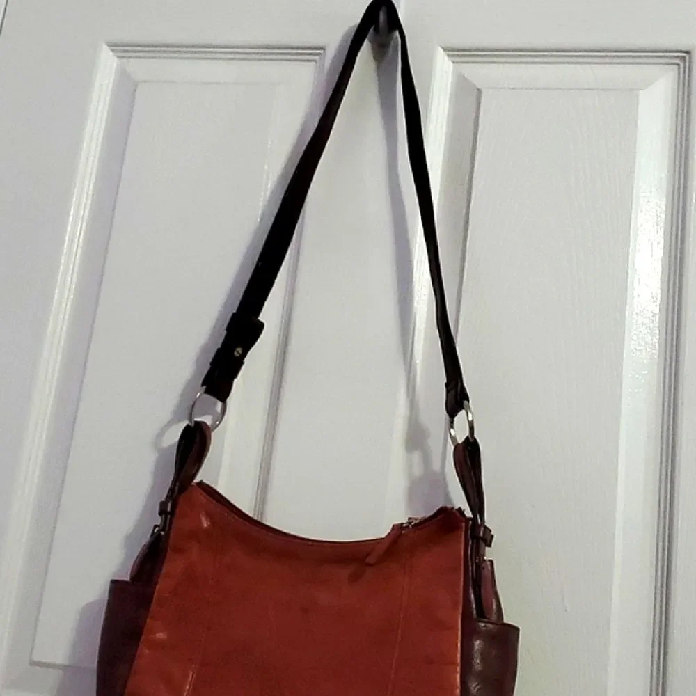 Aurielle Two Tone Leather Utility Multi-pocket Shoulder Bag Boho Retro